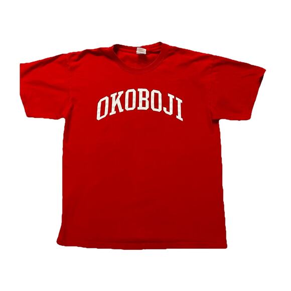University‎ Of Okoboji T Shirt Short Sleeve Size L Red - Picture 1 of 5